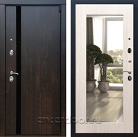 Входная металлическая дверь Премьер 3К с зеркалом Оптима (Тиковое дерево / Белёный дуб)