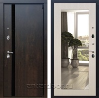 Входная металлическая дверь Премьер 3К с зеркалом Оптима (Тиковое дерево / Лиственница беж)