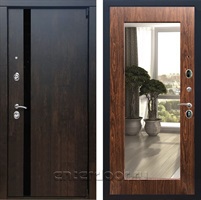 Входная металлическая дверь Премьер 3К с зеркалом Оптима (Тиковое дерево / Берёза морёная)