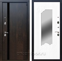 Входная металлическая дверь Премьер 3К с зеркалом (Тиковое дерево / Белый ясень)