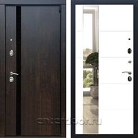 Входная металлическая дверь Премьер 3К с зеркалом СБ-19 (Тиковое дерево / Белый матовый)