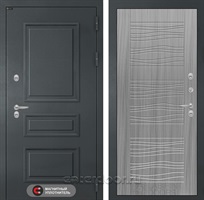Уличная металлическая дверь с терморазрывом Атлантик 06 (Графитовый серый RAL 7024 / Сандал серый)