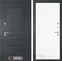 Уличная металлическая дверь с терморазрывом Атлантик 07 (Графитовый серый RAL 7024 / Белое дерево)