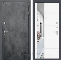 Входная металлическая дверь Лабиринт Лофт с зеркалом 19 (Бетон темный / Белый софт)