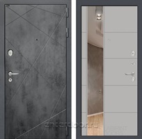 Входная металлическая дверь Лабиринт Лофт с зеркалом 19 (Бетон темный / Грей софт)