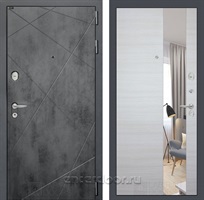 Входная металлическая дверь Лабиринт Лофт с зеркалом (Бетон темный / Акация светлая горизонтальная)