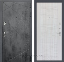Входная металлическая дверь Лабиринт Лофт 06 (Бетон темный / Сандал белый)