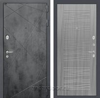 Входная металлическая дверь Лабиринт Лофт 06 (Бетон темный / Сандал серый)