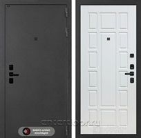 Входная металлическая дверь Лабиринт Acustic 12 (Муар серый / Белое дерево)