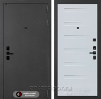 Входная металлическая дверь Лабиринт Acustic 14 (Муар серый / Дуб кантри белый горизонт)
