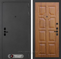 Входная металлическая дверь Лабиринт Acustic 17 (Муар серый / Золотой дуб)