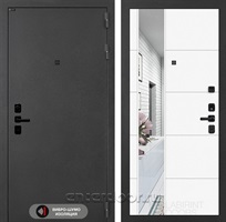 Входная металлическая дверь Лабиринт Acustic с зеркалом 19 (Муар серый / Белый софт)