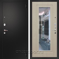 Входная металлическая дверь Армада Арсенал с зеркалом ФЛЗ-120 (Черный муар / Дуб белёный)