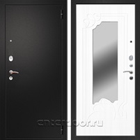 Входная металлическая дверь Армада Арсенал с зеркалом ФЛЗ-147 (Черный муар / Ясень белый)