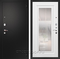 Входная металлическая дверь Армада Арсенал с зеркалом ФЛЗ-120 (Черный муар / Белый матовый)