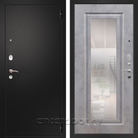 Входная металлическая дверь Армада Арсенал с зеркалом ФЛЗ-120 (Черный муар / Бетон темный)