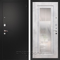 Входная металлическая дверь Армада Арсенал с зеркалом ФЛЗ-120 (Черный муар / Бетон светлый)
