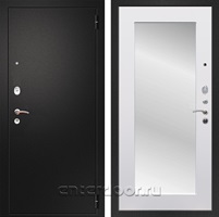Входная металлическая дверь Армада Арсенал с зеркалом Пастораль (Черный муар / Белый матовый)