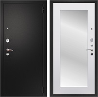 Входная металлическая дверь Армада Арсенал с зеркалом Пастораль (Черный муар / Белый матовый)