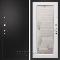 Входная металлическая дверь Армада Арсенал с зеркалом Пастораль (Черный муар / Ясень белый)