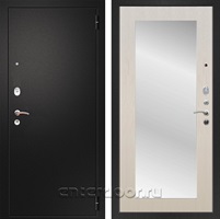 Входная металлическая дверь Армада Арсенал с зеркалом Пастораль (Черный муар / Лиственница беж)