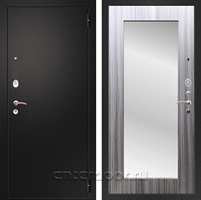 Входная металлическая дверь Армада Арсенал с зеркалом Пастораль (Черный муар / Сандал серый)