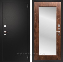 Входная металлическая дверь Армада Арсенал с зеркалом Пастораль (Черный муар / Берёза морёная)
