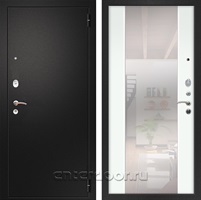 Входная металлическая дверь Армада Арсенал с зеркалом СБ-16 (Черный муар / Ясень белый)