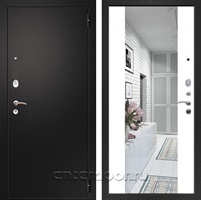 Входная металлическая дверь Армада Арсенал с зеркалом СБ-16 (Черный муар / Белый матовый)