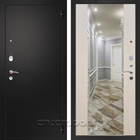 Входная металлическая дверь Армада Арсенал с зеркалом СБ-16 (Черный муар / Лиственница беж)