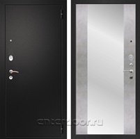 Входная металлическая дверь Армада 1A с зеркалом СБ-16 (Черный муар / Бетон светлый)