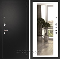 Входная металлическая дверь Армада 1A с зеркалом 2XL (Черный муар / Белый матовый)