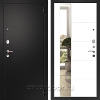 Входная металлическая дверь Армада Арсенал с зеркалом ЛФЛС-19 (Черный муар / Белый матовый)