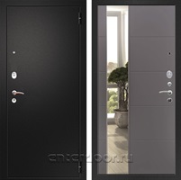 Входная металлическая дверь Армада Арсенал с зеркалом ЛФЛС-19 (Черный муар / Графит софт)