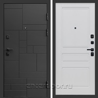 Входная дверь Квадро Стайл 3к Классика (Чёрный / Белое дерево)