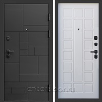 Входная дверь Квадро Стайл 3к Престиж (Чёрный / Белое дерево)