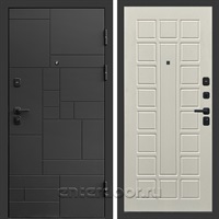 Входная дверь Квадро Стайл 3к Престиж (Чёрный / Бежевый матовый)