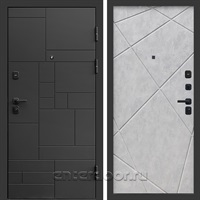 Входная дверь Квадро Стайл 3к Лучи (Чёрный / Бетон светлый)