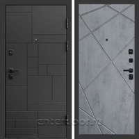Входная дверь Квадро Стайл 3к Лучи (Чёрный / Бетон темный)