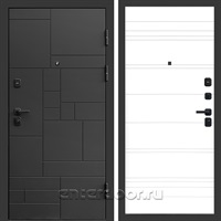 Входная дверь Квадро Стайл 3к Линии (Чёрный / Белый матовый)