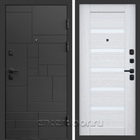 Входная дверь Квадро Стайл 3к Царга (Чёрный / Лиственница белая)