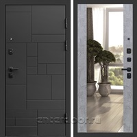 Входная дверь Квадро Стайл 3к зеркало Максимум (Чёрный / Бетон темный)