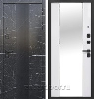 Входная металлическая дверь Luxor MX-4 Вертикаль с зеркалом Фацет Эмалит белый