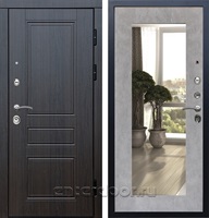 Входная дверь Престиж Классика 3к с зеркалом Оптима (Венге / Бетон светлый)