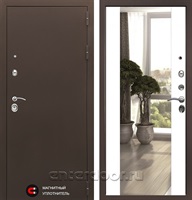 Входная дверь Престиж 3к с зеркалом Максимум (Медный антик / Белый софт)
