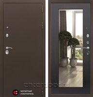 Входная дверь Престиж 3к с зеркалом Оптима (Медный антик / Венге)
