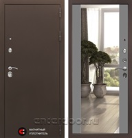 Входная дверь Престиж 3к с зеркалом Максимум (Медный антик / Грей софт)