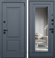 Входная дверь Гермес Неоклассика с зеркалом ELIT (Графит софт / Графит софт)