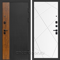 Входная дверь Престиж Лайн 3к Лучи (Черный кварц + Дуб / Белый матовый)