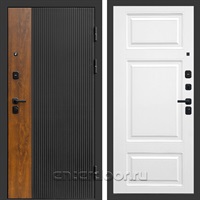Входная дверь Престиж Лайн 3к Лион (Черный кварц + Дуб / Белый софт)